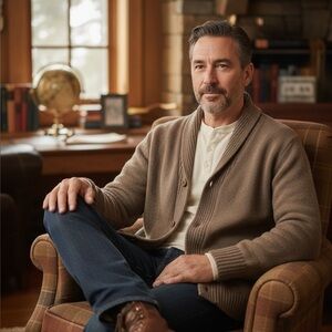 Frederik Anderson Copenhagen Brown Button Front Knit Cardigan Size M